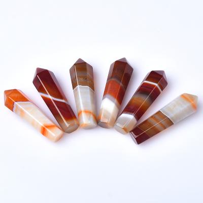 China China Wholesale Red Agate Crystal Point Tower Mineral Carnelian Sardonyx Hexagon Column for sale