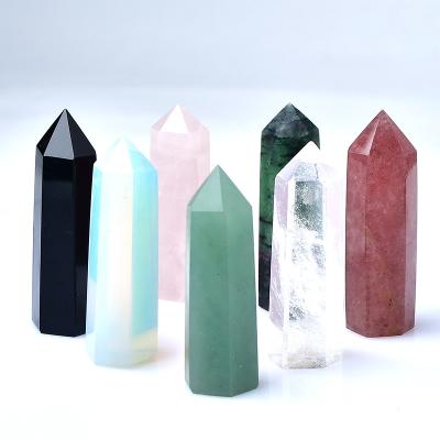 China Healing Magic Hexagonal Obelisk Chakras Ornament Stone Europe Crystals Point Home Decor for sale