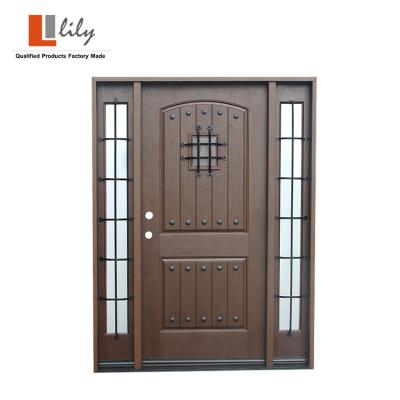 China Lily Industries Fiberglass Composite Door Entry Front Door With Sidelights For Waterproof Exterior Rooms for sale