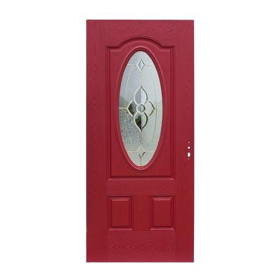 China Modern Premium Red Painted Fiberglass Entry Door for sale