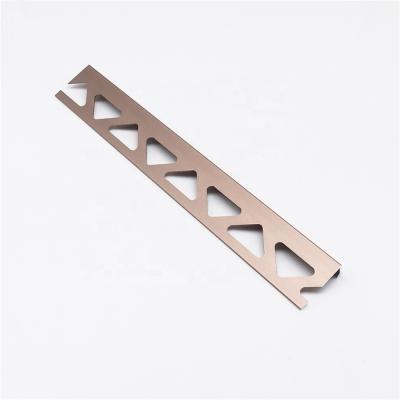 China Contemporary Rose Gold Decorative L Shaped Strip Aluminum Tile Trim Profile For Edge Protection for sale