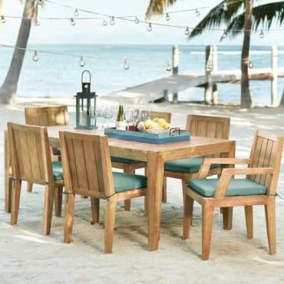 China Environment Friendly Cheap Price Modern Furniture Support Customize Outdoor Patio Pool Hotel Resort Restaurant Garden Dining Table Wooden Farmhouse beach for sale