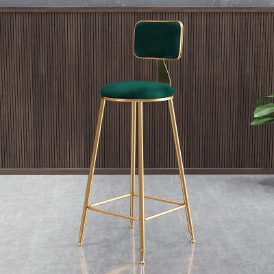 China Durable Cheap Modern Commercial Vintage Metal Leg Gold Fabric Bar Restaurant Kitchen Swivel Luxury Green High Bar Chair for sale