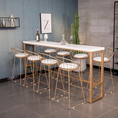 China Modern New Style Eco-friendly Design Environment Commercial Marble Top With Gold Restaurant Furniture Cafe Kitchen Bar Base Table for sale