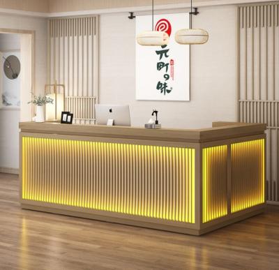 China Eco-friendly Cheap Modern Style Custom Commercial Environment Furniture Led Lighted Kitchen Restaurant Cafe Wood Table Counter for sale