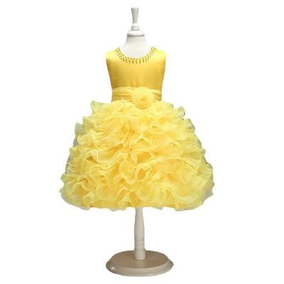 China Anti-wrinkle Promotion Kids Clothes Lace Up Cake Dress Wear Girls Dress Bridesmaid Wedding Dress Lm8282 for sale