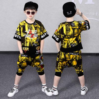 China 2021 Smart Casual Kids Suits 4-16 Years Old Baby Boy Children Cartoon Fashion Casual Suit Sleeves 2pcs Boys Suit Color Matching Clothing Set for sale