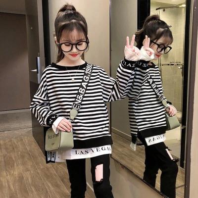 China Long-sleeved T-shirt 2021 anti-static children's clothing girls spring and autumn new children's spring striped children's T-shirt for sale