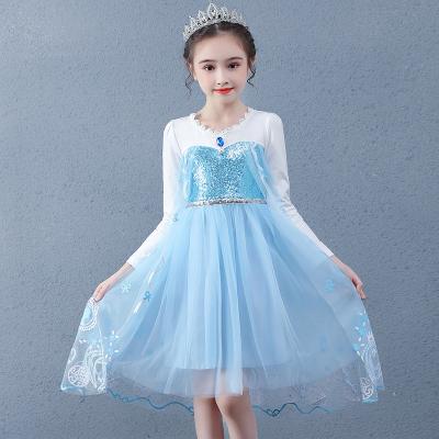 China Anti-wrinkle Girls Wedding Elsa Princess Dress Sequined Snow Queen 2 Halloween Party Chidlren Cosplay Party Dresses Dress For Kids for sale