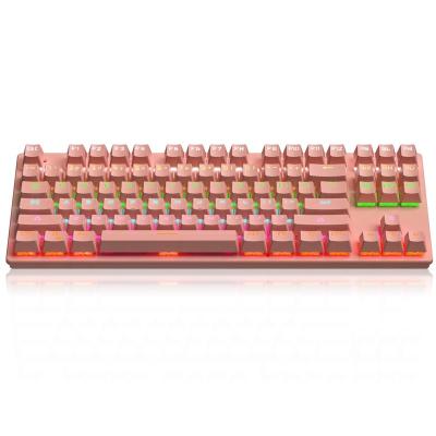 China Application: Manufacturer Hot Sell Custom Mechanical Keyboard Pink RGB Wired Mechanical Keyboard For Girls for sale