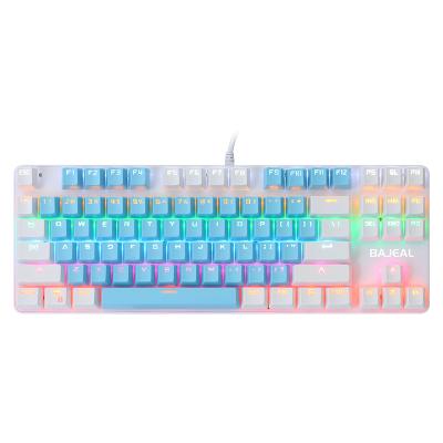 China Multimedia Keys K100 87 Keys Blue+White USB Interface Gaming Keypad RGB Colored Gaming Key Mechanical Keyboard for sale