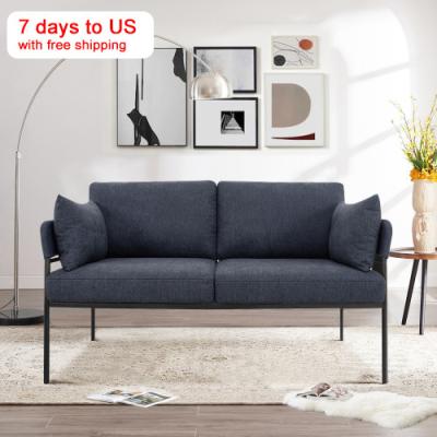 China Dropship Other Living Room Loveseat Sofa Upholstered Small 2-Seater Canvas Couch With Pillows for sale