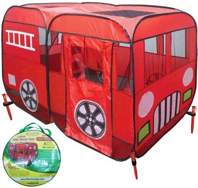 China Toy Big Fire Truck Fireman Baby Tent Kids Car Play House Theater Sound Soft Play Toy Tents House Pretend For Kids Boy Girl for sale