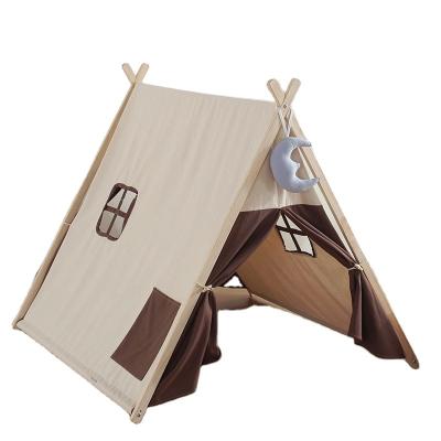 China Toy Cloth Indian Toy Teepee Tent Inflatable X-Frame Kids Teepee Tent Cotton Canvas Washable Play Tent For Kids Birthday Party Sleeping Party for sale