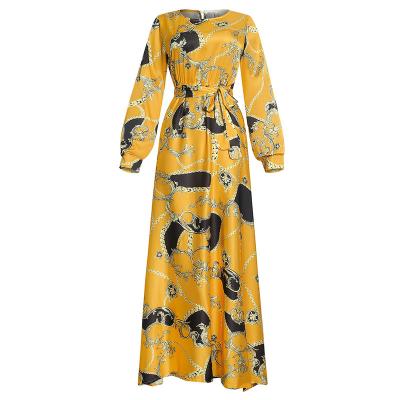 China Dubai Abaya Fashion Latest New Style Polyester Abaya Dress Long Sleeve Printed Product Elegant for sale