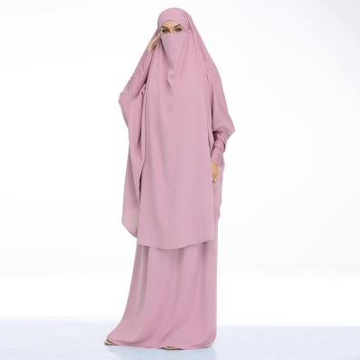 China Polyester New Arrival Wholesale Aerial Jilbab Khimar Abaya Muslim Prayer Clothes Two Piece Jilbab Product for sale