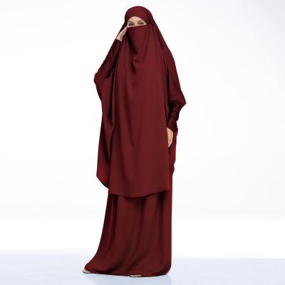 China 2022 Wholesale Polyester New Arrival Aerial Muslim Jilbab Khimar Abaya Prayer Clothes Two Piece Jilbab Product for sale