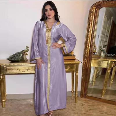 China 2022 Polyester Arab Dubai Abaya Muslim Dress For Women Moroccan Kaftan Turkish Islamic Jalabiya Hooded Long Dress for sale