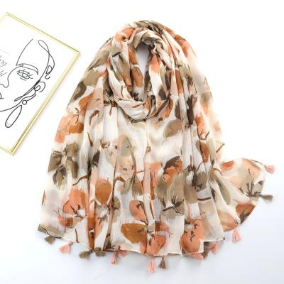 China Wholesale Fashion Scarf Women Hijab Voile Fabric 100 Cotton Polyester Voile Scarf Printed Square Cotton Hijab for sale