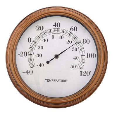 China Classic Wall Dial Thermometer 12inch Round Wall Thermometer Indoor Outdoor Bimetal Custom Clock for sale