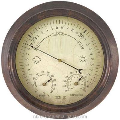 China Non Antique Rustic Terracotta Style 8inch Garden Barometer Outdoor Aneroid Mechanical Clock With Thermometer Hygrometer Weather Station for sale