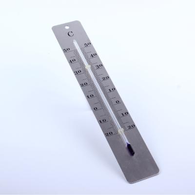 China Indoor/Outdoor Brushed Stainless Steel Non Mercury Free Mercury-Free Glass Thermometer 280*45*5mm 11inch/28cm Analog Outdoor for sale