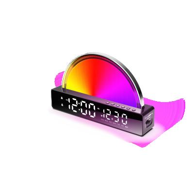 China Radio Color Simulation Sunrise Changing Sunset Music Wake Up Light LED Night Light Table Alarm Clock With Radio for sale