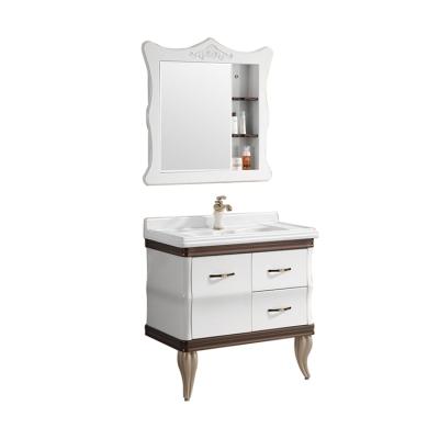 China Modern European Luxury Bathroom Vanity Economic PVC Modern Bathroom Cabinet for sale