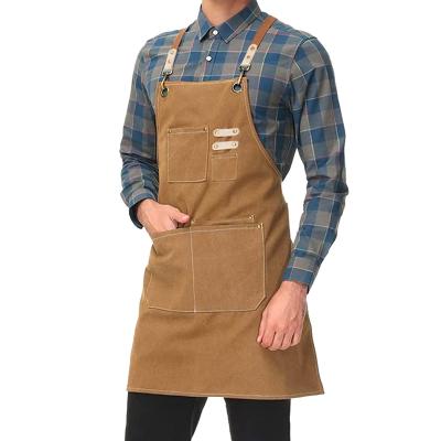 China Wholesale Drinks/Food Washed Waterproof Canvas Salon Aprons Bib Barber Hairdresser Apron for sale