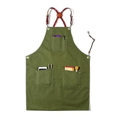 China Eco-friendly Promotion Cotton Linen Apron Ready Made Uniform Kitchen Cooking BBQ Uniform Apron for sale