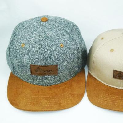 China JOINT Custom Corduroy Snapback Hat With Leather Patch Logo for sale