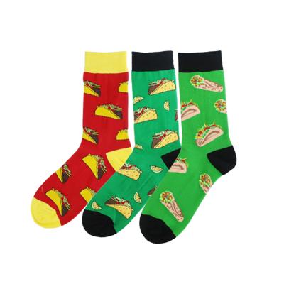 China Four QUICK-DRY fashionable INS socks tube socks European and American seasons women's cotton happy hamburger pattern socks for sale