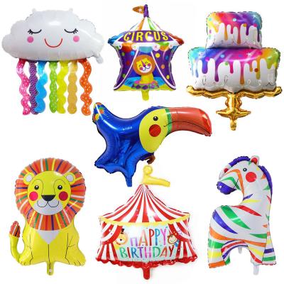 China Party Decoration Wholesale Amazon Circus Tent Foil Balloon Unicorn Lion Cloud Color Tassel Cake Animal Clown Balloon for Party Decorations for sale