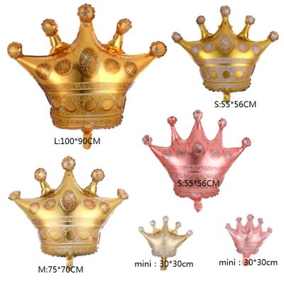 China Fashional and Practical Rose Gold Crown Balloons Foil Helium Mylar Balloons for Birthday Wedding Halloween Christmas Party Decoration for sale