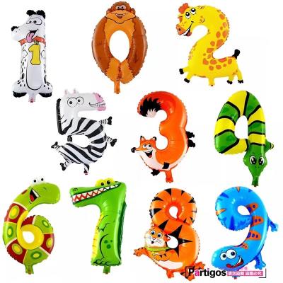 China Toys/Gift/Decorations Partigos 16inch Number Point Foil Balloons Animal Kids Party Decoration Balloon for sale