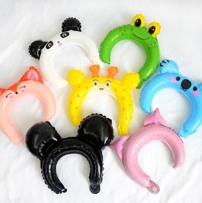 China Fashional and practical partygo cute animal headband foil balloon frog panda fox baby shower happy birthday wedding party decoration for sale