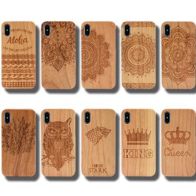 China 2021 Customs Real Anti-knock Wooden Hand Carved Bamboo Wooden Phone Case Blank For iphone 13 12 12 mini 12 pro 11 max for sale