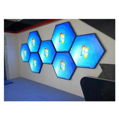 China Programmable Hexagon LED Wall Electronic Screen (Optional) Indoor And Outdoor Display Panel Wall Hexagon Wall Decor Mirror Panel Video Hexagon Lighting Video Wall for sale