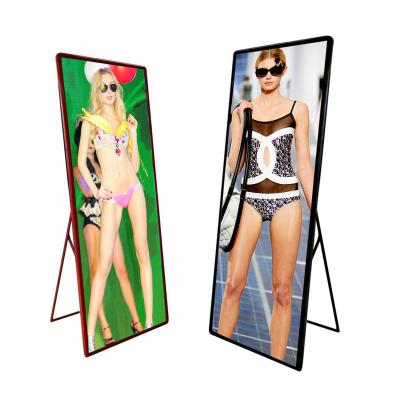 China Indoor Moving Vertical Advertising Sign P1.8P2P2.5P3P4 Floor Standing Indoor LED Digital Poster Display Advertising Screen for sale