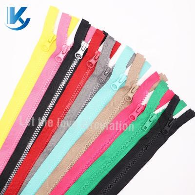 China Bulk Buy Viable Zipper #5 Long Custom Zipper Open End Jacket Plastic Resin Zipper for sale