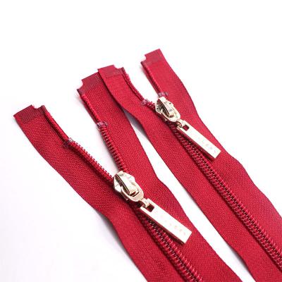 China Other Factory Wholesale High Quality Open Nylon Zipper #5 Long Chain Auto Lock Finished Teeth Nylon Zipper Puller With Metal Sliders for sale