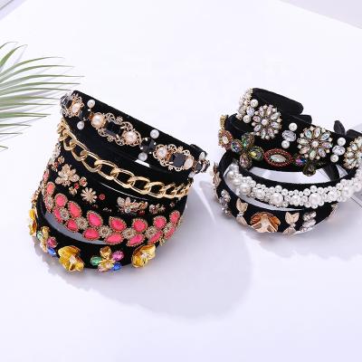 China Retro popular new alloy rhinestone headband hair bands for women boutique fashion wild hair accessories for sale