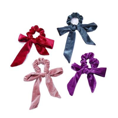 China Retro the new bow scrunchie the daily fashion velvet hair rope handmade hair accessories for sale