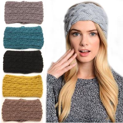 China Fashional Beautiful Women New Wool Hair Band Winter Weaving Earmuff Keep Warm Headbands For Women for sale