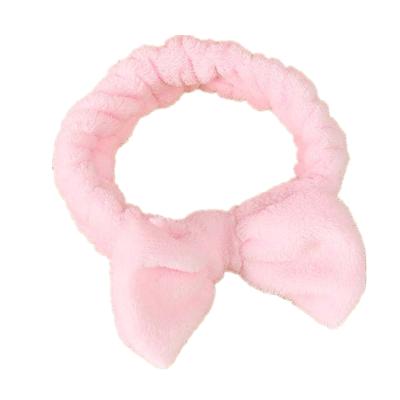 China Cute Hot Korean Candy Color Hairbands Plush Bow New Selling Wash Your Face Scarf For Women for sale