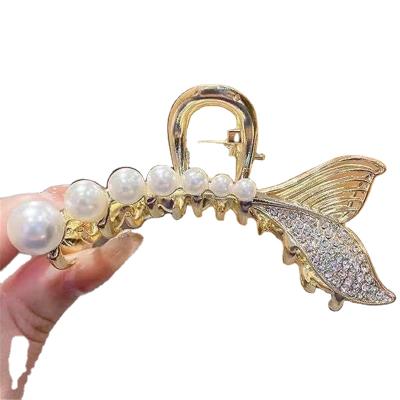 China Fashion Korea Imitation Pearl Hairpin Fashion Rhinestone Alloy Hair Claw For Women 2021 New for sale