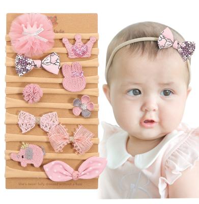 China 10Pcs/Set Warm Seamless Cotton Bow Baby Headband Baby Crown Headband Custom Headband For Girls for sale