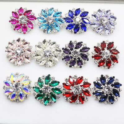 China Flatback 25MM Rhinestone Crystal Button Flower Shank Button Sewing Decorative Apparel Accessories for sale