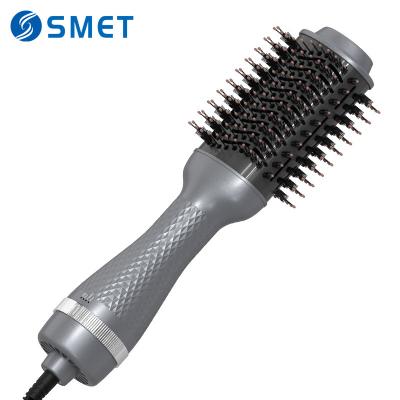 China Style Hair Brush Private Label Hot Air Comb One Step Hair Dryer Diamond Pattern Hair Straightener Hot Electric Quick Airbrush for sale