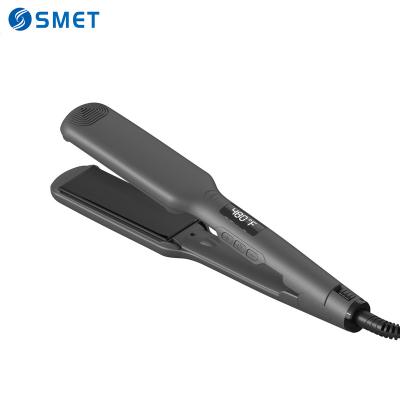 China Hotel 480F Titanium Plates 2 In 1 Volums Straightening Curling Iron Hair Straightener Customs Flat Iron for sale